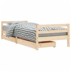 Vidaxl Otroški posteljni okvir s predali 90x200 cm trdna borovina