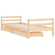 Vidaxl Otroški posteljni okvir s predali 90x200 cm trdna borovina