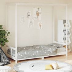 Vidaxl Otroški posteljni okvir bel 80x200 cm trdna borovina