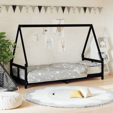Vidaxl vidaXL Posteljni okvir črne barve 80x200 cm masivni borov les