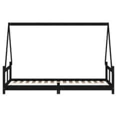 Vidaxl Otroški posteljni okvir črn 80x200 cm trdna borovina