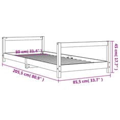 Vidaxl Otroški posteljni okvir bel 80x200 cm trdna borovina