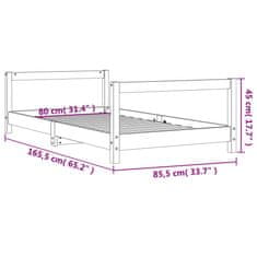 Vidaxl Otroški posteljni okvir bel 80x160 cm trdna borovina
