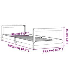 Vidaxl Otroški posteljni okvir 80x200 cm trdna borovina
