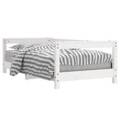 Vidaxl Otroški posteljni okvir bel 70x140 cm trdna borovina