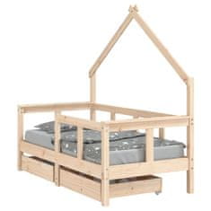 Vidaxl Otroški posteljni okvir s predali 70x140 cm trdna borovina