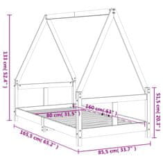 Greatstore Otroški posteljni okvir bel 80x160 cm trdna borovina