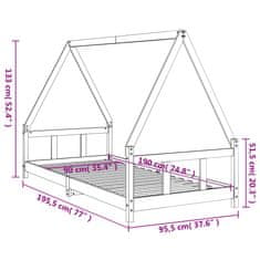 Vidaxl Otroški posteljni okvir 90x190 cm trdna borovina