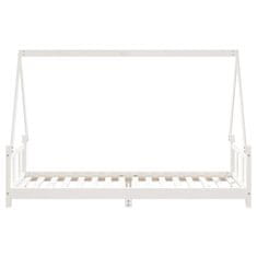 Vidaxl Otroški posteljni okvir bel 90x200 cm trdna borovina
