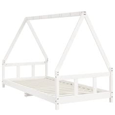 Vidaxl Otroški posteljni okvir bel 90x200 cm trdna borovina