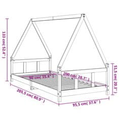 shumee Otroški posteljni okvir bel 90x200 cm trdna borovina