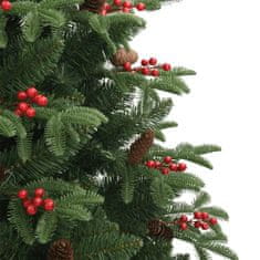 Vidaxl Umetna novoletna jelka s storži in jagodami 210 cm