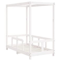 Vidaxl Otroški posteljni okvir bel 70x140 cm trdna borovina