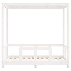 Vidaxl Otroški posteljni okvir bel 70x140 cm trdna borovina