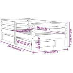 Vidaxl vidaXL Otroški posteljni okvir s predali bel 70x140 cm borov les