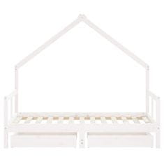 Vidaxl Otroški posteljni okvir s predali bel 80x160 cm trdna borovina