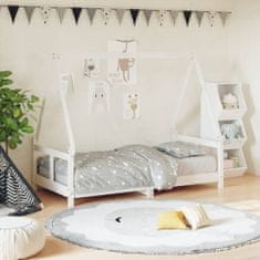Greatstore Otroški posteljni okvir bel 80x160 cm trdna borovina
