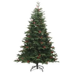 Vidaxl Umetna novoletna jelka s storži in jagodami 210 cm