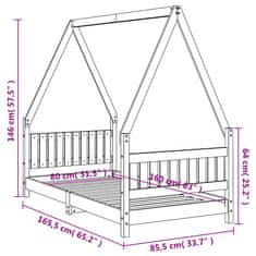 Vidaxl Otroški posteljni okvir črn 80x160 cm trdna borovina