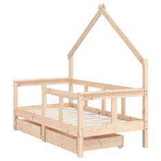 Vidaxl Otroški posteljni okvir s predali 70x140 cm trdna borovina