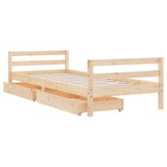 Vidaxl Otroški posteljni okvir s predali 90x190 cm trdna borovina