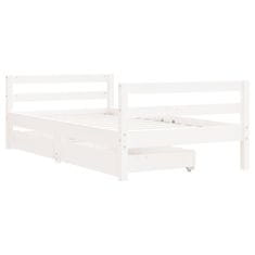 Vidaxl Otroški posteljni okvir s predali bel 80x160 cm trdna borovina