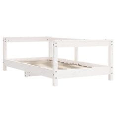 Vidaxl Otroški posteljni okvir bel 70x140 cm trdna borovina