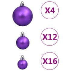 Greatstore Komplet božičnih bučk 111 kosov vijolične polistiren