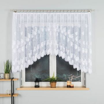 shumee NORA - Že izdelana žakard zavesa z izrezom na dnu - 300x130 cm - bela