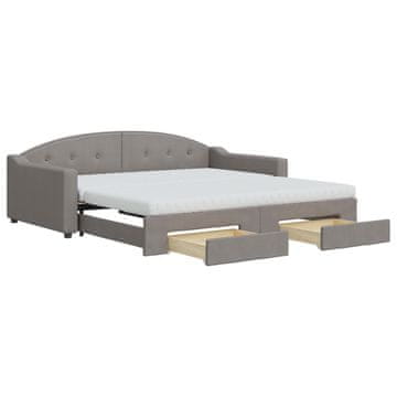 Vidaxl Izvlečna dnevna postelja s predali taupe 100x200 cm blago