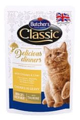 Butcher's Cat Delic.Dinners piščanec + jetrni žepek 100g