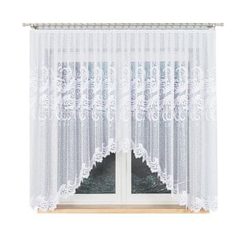 shumee Iwona - Že izdelana žakard zavesa z izrezom na dnu - 400x160 cm - bela -