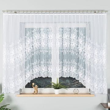 shumee JOANNA - Že izdelana žakard zavesa z izrezom na dnu - 400x160 cm - bela