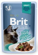 Brit Premium Cat Delicate Fillets in Gravy z govedino - 85 g