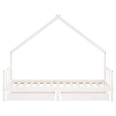 Vidaxl Otroški posteljni okvir s predali bel 90x190 cm trdna borovina