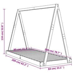 Vidaxl Otroški posteljni okvir črn 80x200 cm trdna borovina