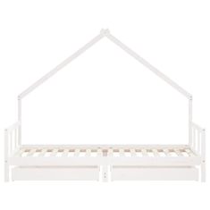 Vidaxl Otroški posteljni okvir s predali bel 90x200 cm trdna borovina