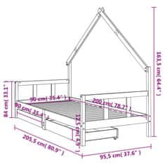 Vidaxl Otroški posteljni okvir s predali 90x200 cm trdna borovina