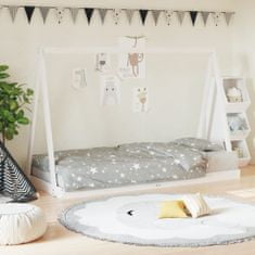 Greatstore Otroški posteljni okvir bel 90x200 cm trdna borovina
