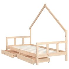 Vidaxl Otroški posteljni okvir s predali 90x200 cm trdna borovina