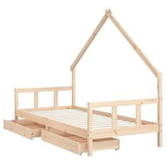 Vidaxl Otroški posteljni okvir s predali 90x190 cm trdna borovina
