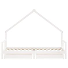 Vidaxl Otroški posteljni okvir s predali bel 80x200 cm trdna borovina
