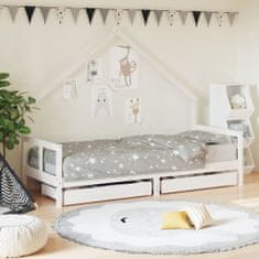 Vidaxl Otroški posteljni okvir s predali bel 80x200 cm trdna borovina