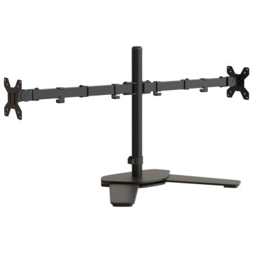 Vidaxl Dvojni nosilec za monitor črno jeklo VESA 75/100 mm