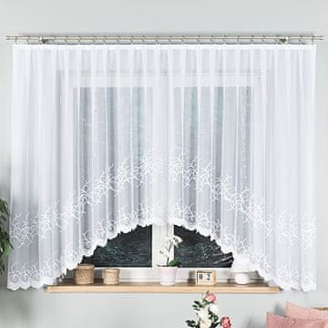 shumee BAKARO - Že izdelana žakard zavesa z izrezom na dnu - 420x160 cm - bela