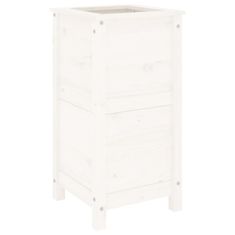 Vidaxl Vrtno cvetlično korito belo 40x40x78 cm trdna borovina