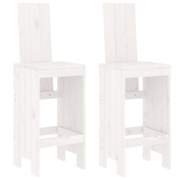 Vidaxl Barski stolček 2 kosa bel 40x42x120 cm trdna borovina
