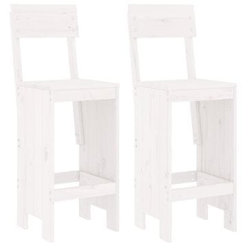 Vidaxl Barski stolček 2 kosa bel 40x48,5x115,5 cm trdna borovina