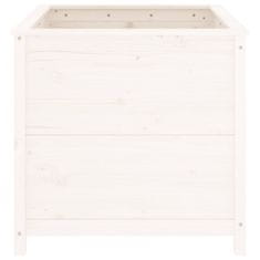 Vidaxl Vrtno cvetlično korito belo 82,5x82,5x78 cm trdna borovina