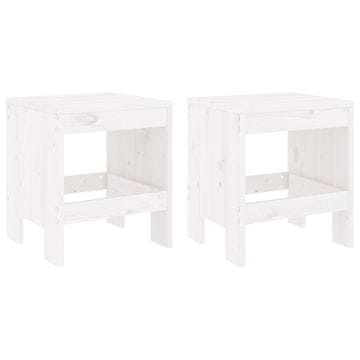 Vidaxl Vrtni stolček 2 kosa bel 40x36x45 cm trdna borovina